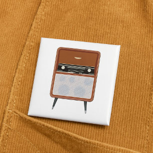 Chapa Cuadrada Amante de la Música Retro Radio Vintage de Mediano