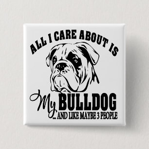 Chapa Cuadrada Amante de Perro Cachorro Lindo Sarcástico Bulldog
