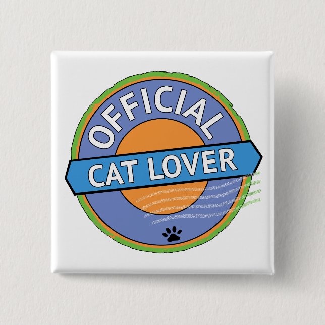 Chapa Cuadrada Amante Oficial de Gatos (Anverso)
