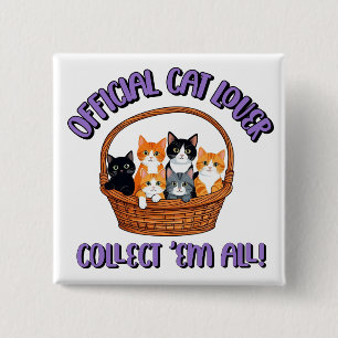Chapa Cuadrada Amante Oficial de Gatos – Colecciónalos Todos