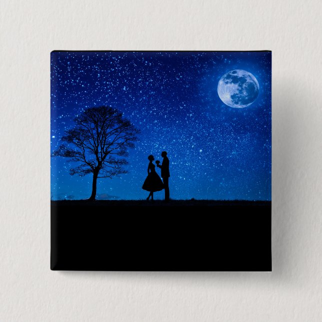 Chapa Cuadrada Amantes bajo luna llena (Anverso)