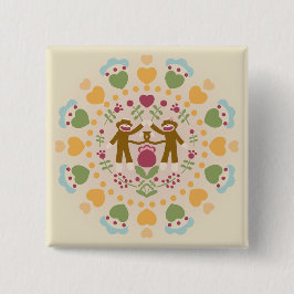 Chapa Cuadrada Amantes de los monos en un jardín popular