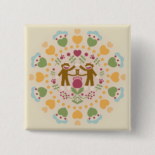 Chapa Cuadrada Amantes de los monos en un jardín popular