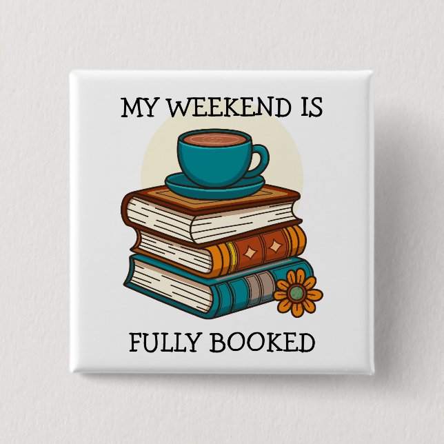 Chapa Cuadrada Amantes del Libro con Fin de Semana Completamente  (Anverso)