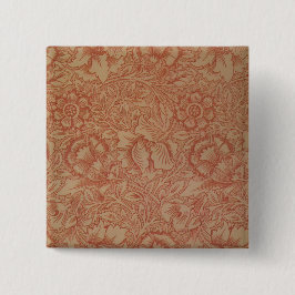 Chapa Cuadrada Amapola Rosa (de William Morris) (Patrón Antiguo)