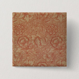 Chapa Cuadrada Amapola Rosa (de William Morris) (Patrón Antiguo)