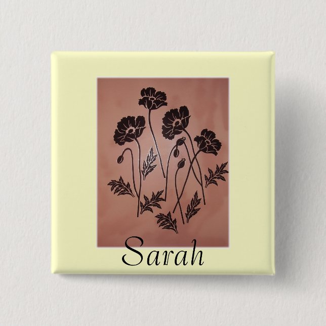 Chapa Cuadrada Amapolas del terciopelo del vintage (Anverso)