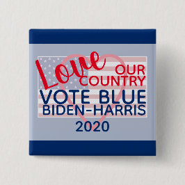 Chapa Cuadrada Amar a nuestro país Vote Blue Biden-Harris 2020