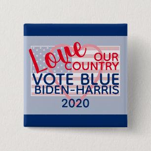 Chapa Cuadrada Amar a nuestro país Vote Blue Biden-Harris 2020