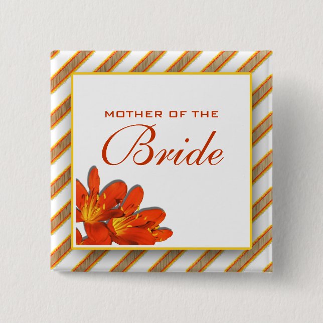 Chapa Cuadrada Amarillo anaranjado del boda nupcial de la madre (Anverso)