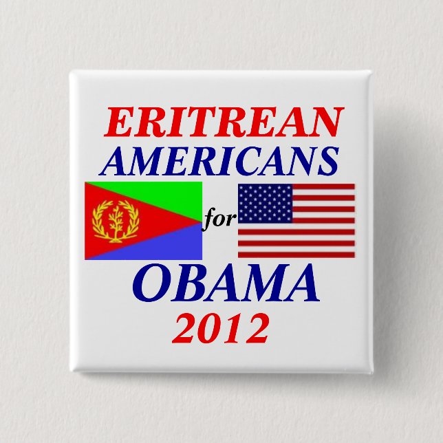 Chapa Cuadrada Americanos del Eritrean para Obama (Anverso)