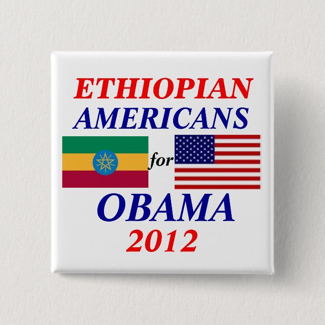 Chapa Cuadrada Americanos etíopes para Obama (Anverso)