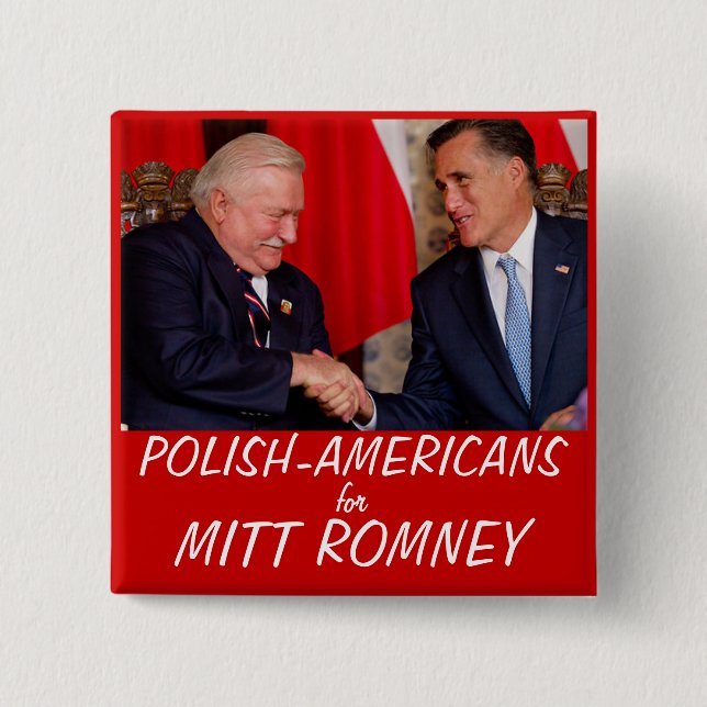 Chapa Cuadrada Americanos polacos para Mitt Romney (Anverso)
