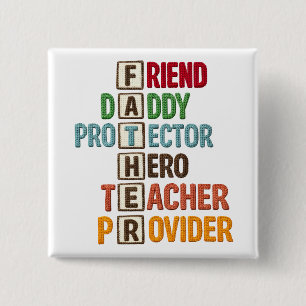 Chapa Cuadrada Amigo Papá Protector Héroe Maestro Proveedor
