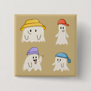 Chapa Cuadrada Amigos fantasmas que llevan sombreros coloridos