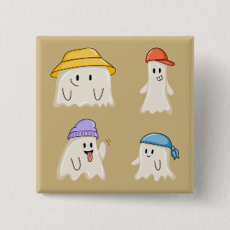 Chapa Cuadrada Amigos fantasmas que llevan sombreros coloridos