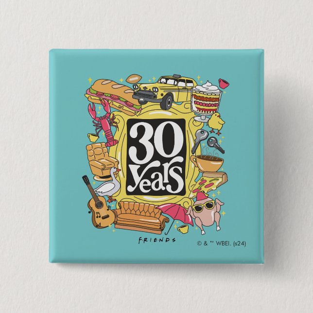 Chapa Cuadrada AMIGOS™ | Gráfico de 30 años (Anverso)