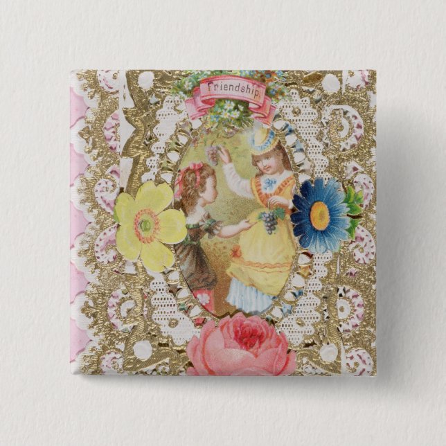 Chapa Cuadrada Amistad, tarjeta de la tarjeta del día de San (Anverso)