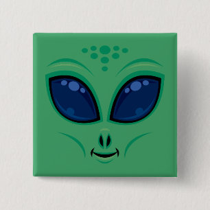 Chapa Cuadrada Amistosa Personalizado Alien Face