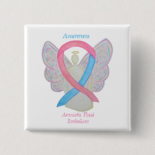 Chapa Cuadrada Amniotic Fluid Embolism Awareness Angel Ribbon Pin