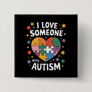Chapa Cuadrada Amo A Alguien Con Autismo Conciencia Autista