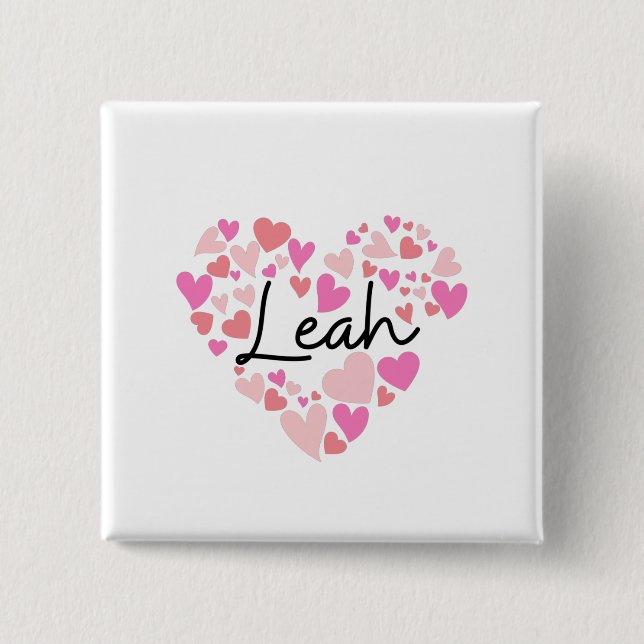 Chapa Cuadrada Amo a Leah (Anverso)
