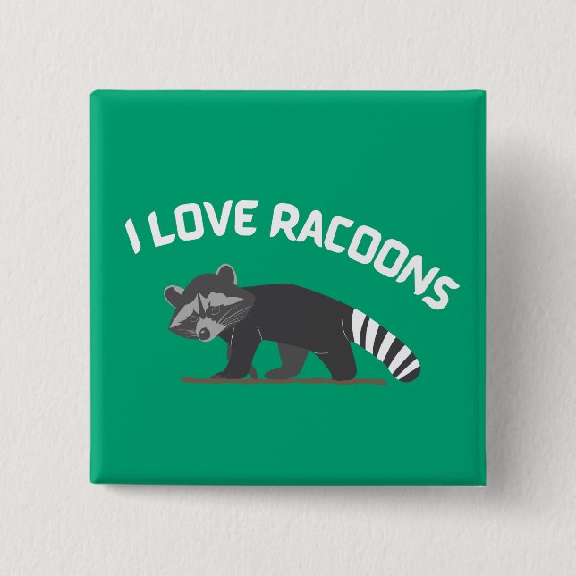 Chapa Cuadrada Amo a los Racoons (Anverso)