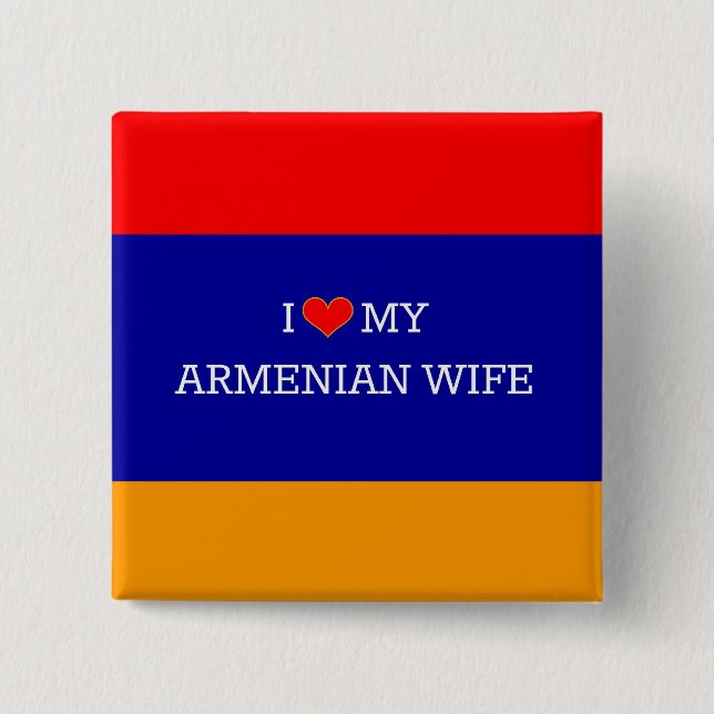Chapa Cuadrada Amo a mi esposa armenia, bandera armenia (Anverso)