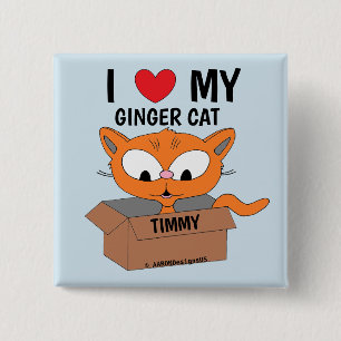 Chapa Cuadrada "Amo a mi gato ginger" Personalizado