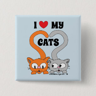 Chapa Cuadrada Amo a mis gatos adorables gatos de dibujos animado