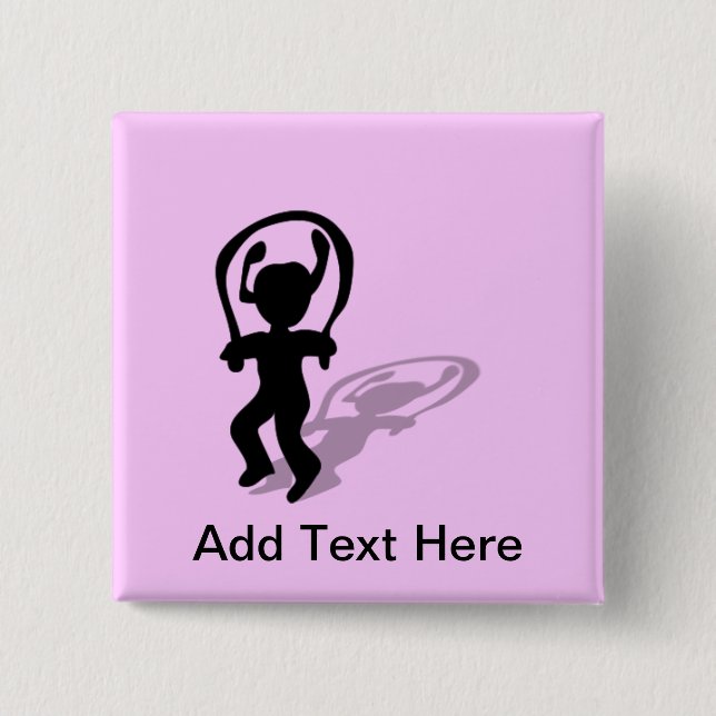 Chapa Cuadrada Amo al chica de la silueta de la cuerda de salto (Anverso)