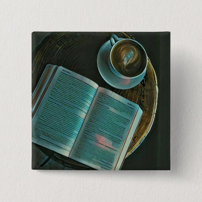 Chapa Cuadrada Amo el café y los libros (Anverso)