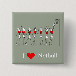 Chapa Cuadrada Amo el Netball del corazón