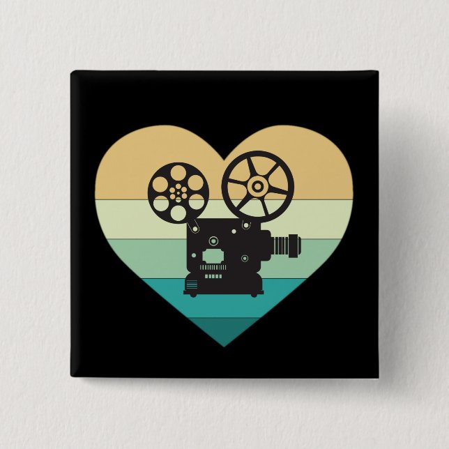 Chapa Cuadrada Amo el proyector de cine retro (Anverso)