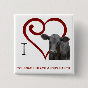 Chapa Cuadrada Amo la carne de vaca negra de Angus