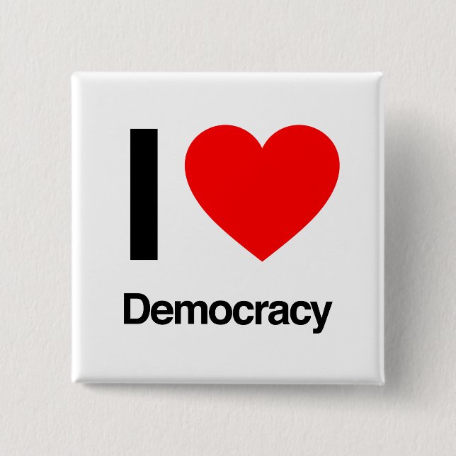 Chapa Cuadrada Amo La Democracia (Anverso)