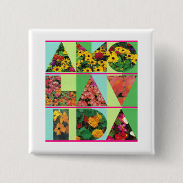 Chapa Cuadrada AMO LA VIDA Blue Green Floral White Rim