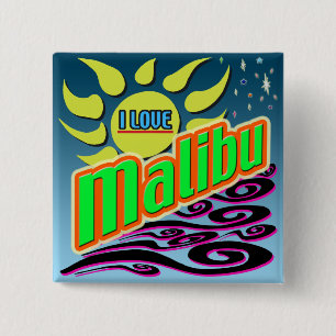 Chapa Cuadrada "Amo Malibu" Noche de sol" ¡Botón!