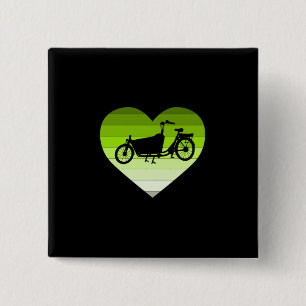 Chapa Cuadrada Amo mi bicicleta de carga - Corazón Retro Verde