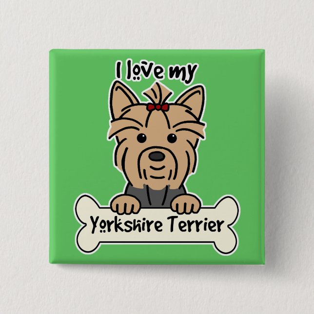 Chapa Cuadrada Amo mi Yorkshire Terrier (Anverso)