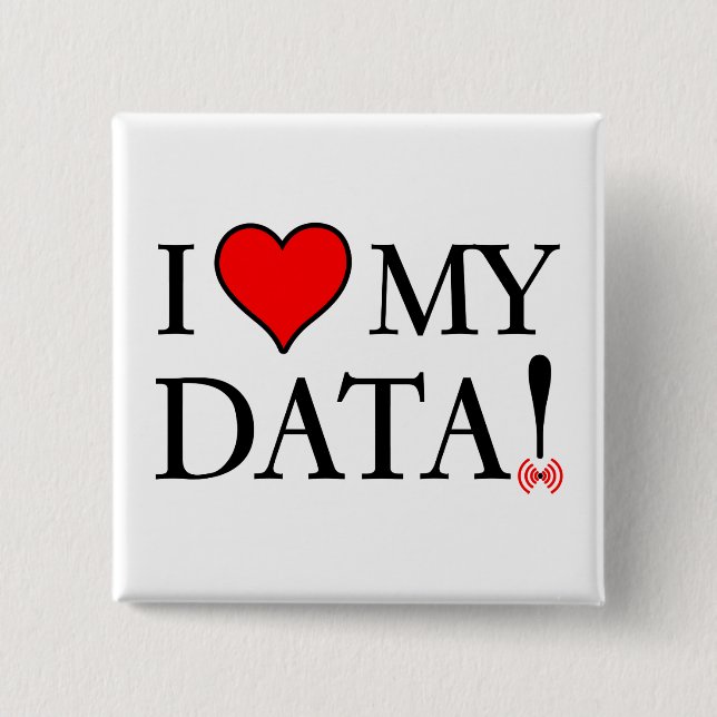 Chapa Cuadrada Amo mis datos (Anverso)