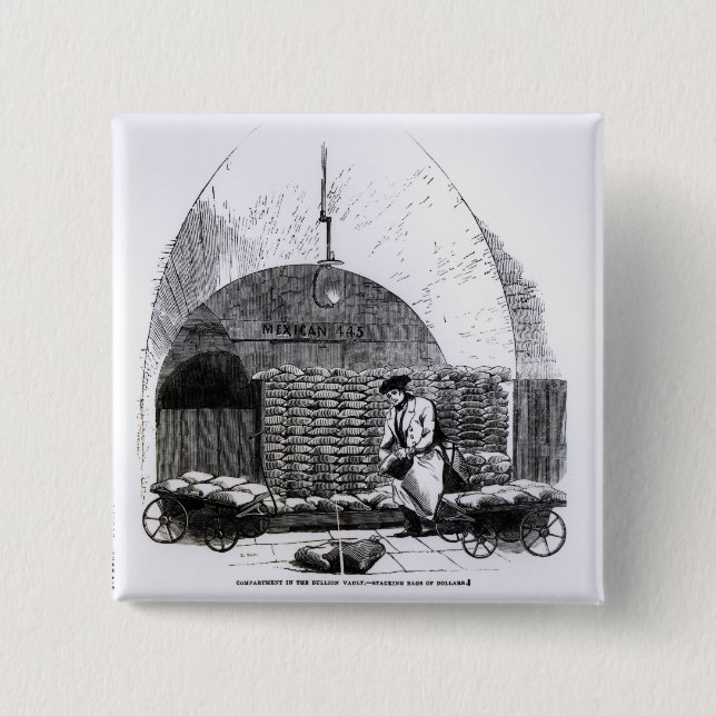 Chapa Cuadrada Amontonamiento de bolsos de dólares en un (Anverso)