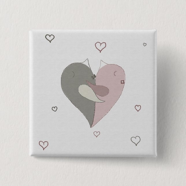 Chapa Cuadrada Amor Aves Corazón (Anverso)