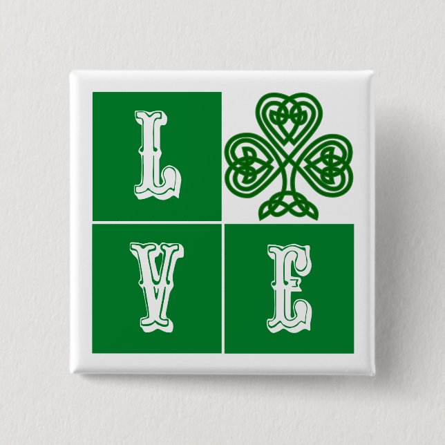 Chapa Cuadrada Amor Celtic Shamrock Hearts (Anverso)