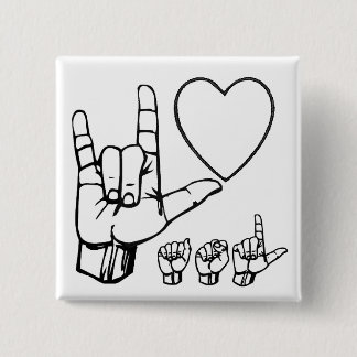 Chapa Cuadrada amor del asl, corazón, asl