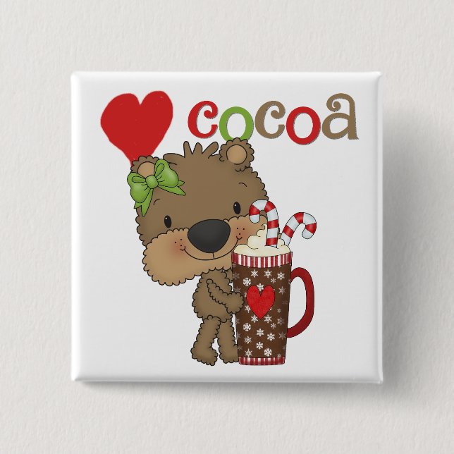 Chapa Cuadrada Amor del cacao del oso del chica (Anverso)