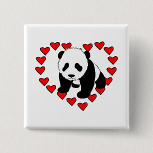 Chapa Cuadrada Amor del oso de panda