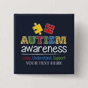 Chapa Cuadrada Amor Entiende Apoya Conciencia del Autismo