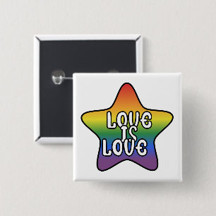 Chapa Cuadrada Amor Es Amor Estrella Arcoíris Bandera LGBT Gradie