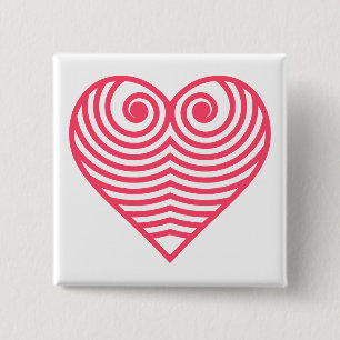 Chapa Cuadrada Amor Hipnótico – Corazón Contorneado Rojo Minimali